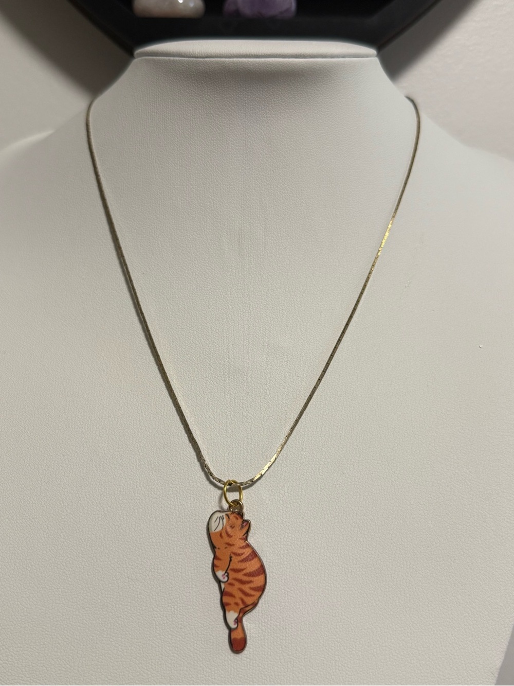 Necklace with Orange Tabby Cat Pendant